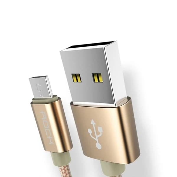 ROCK 1m Micro-Usb Nylonkabel - Guld size 43