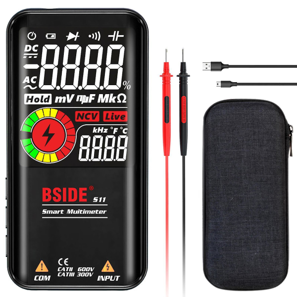 Bside S11 Intelligent 9999 Counts Multimeter Digital Lcd Display Oppladbar Universal Meter Ac/dc Voltmeter Ohmmeter Test Resistance Capacitance Fre