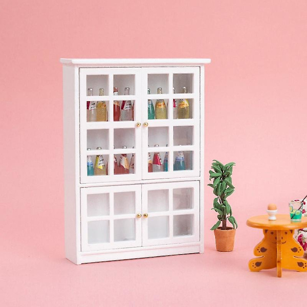 Miniatyr möbler leksak dockhus DIY dekoration tillbehör mini 1:12 vit skåp skåp