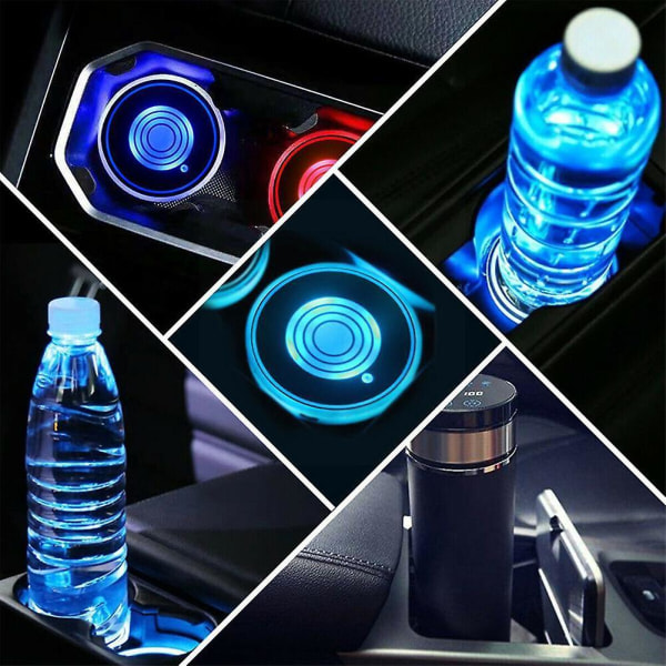 2 Pcs Car Led Cup Holder Light Mats Car Coasters Bottle Light Backlight Atmosphere 7 Constellation Cup Led Holder Colors Pa W6v8 - Drinks Holders