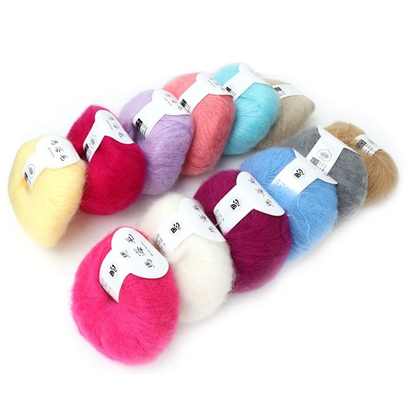 Populär mjuk mohair pashm stickad angora lång ullgarn varm (12 färger i ett set)