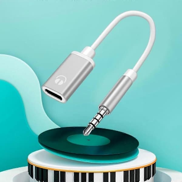 USB-C hun til 3,5 mm han lydadapterkonverter fladt rundt design S5J7 gray