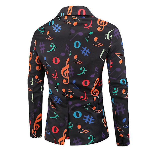 Herre Casual Note Print Slim Natklub Jakke 4XL