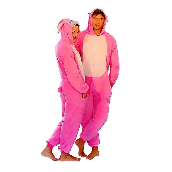 Bimirth Stitch Blå Pink Unisex Onesiee Kigurumi Fancy Dress Kostume Hættetrøjer Pyjamas_f Stitch Pink XL(180CM-190CM)