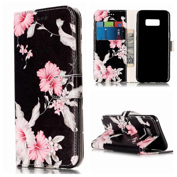 Mønstret læderpung med stativ til Samsung Galaxy S8 G950 Multicolor White Marble Pattern