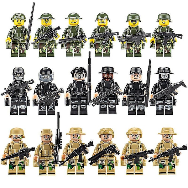 8-24 stk./sæt Minifigur Specialstyrker Soldat samlede blokke Legetøj Byggeklodser Børnegave [DB] 24Pcs SWAT