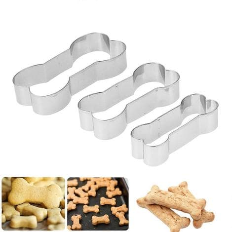 3 stk. bageforme i rustfrit stål, hundebensformede kageudstikkere, godbidder, bananæske, silikonebageplade, bageforme, silikoneform til brød Silver