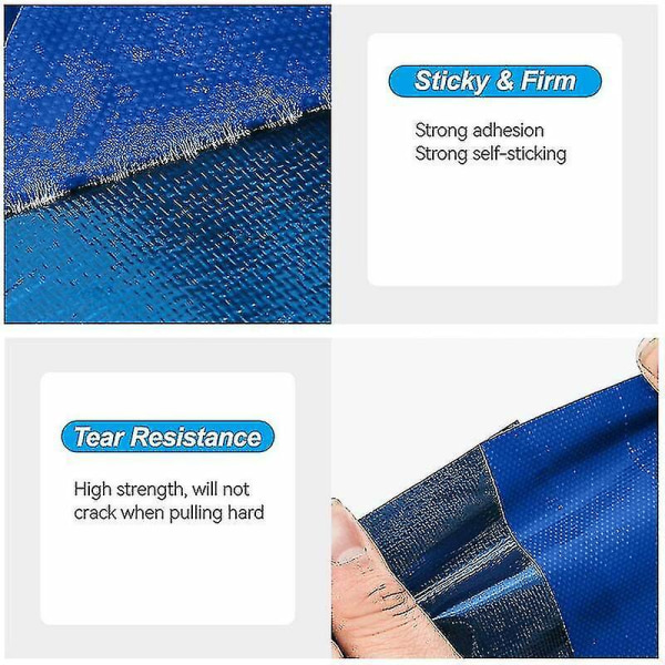 Blå vandtæt selvklæbende presenning reparationstape, 8 cm X 10 m drivhuskanal presenning reparationsflex tape, nyttig til reparation af lastbil eller drivhuspresenning
