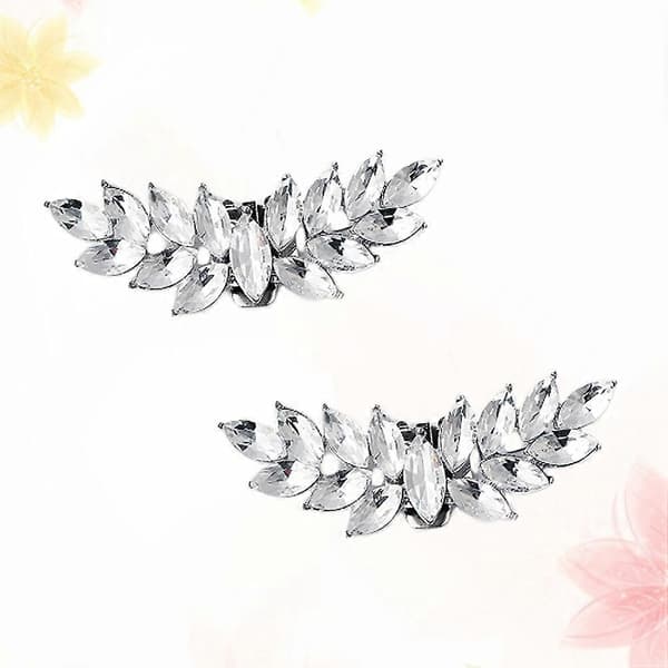 Antik Dekor Strass Sko Clips Sko Smycken Strass Dekor Kristall Sko Spänne Silver M