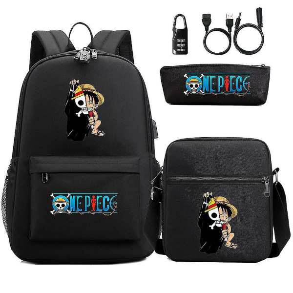 Luffy skoletaske: Vandtæt usb anti-tyveri rygsæk til kvinder og mænd, bærbar rejsetaske til udendørs sport - Mochilas