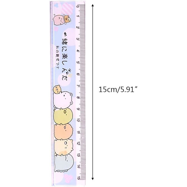 4 kpl/setti Kawaii Cartoon Suora Kolmio Viivoitin Kulmamittari Piirustus Piirustus Koulun Toimistotarvikkeet Opiskelijan Kirjoitustarvikkeet