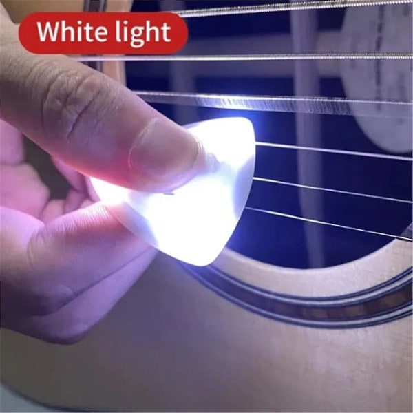 Guitarplektrum - Den Perfekte Gave Til Guitarister - LED Lysende Plekter White