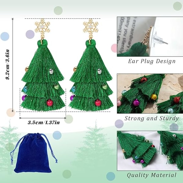Julörhängen Snöflinga Drop-örhängen för kvinnor Christmas Tree Dangle Örhängen Guld Diamantsmycken Julklappar till kvinnor