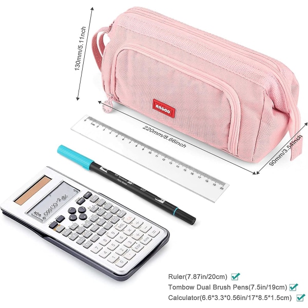Mamowla Stor Blyantsæske til Piger Super Stor Blyantsæske til Kvinder Lynlås Glat Pen Etui Pung Holder Stationery Organizer Holdbar Skole Blyant