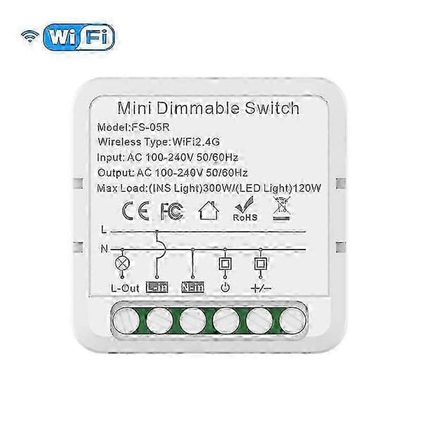 ZigBee och WiFi Smart Dimmerbrytare med 2-vägs kontroll för belysning, kompatibel med röstassistenter och appkontroll