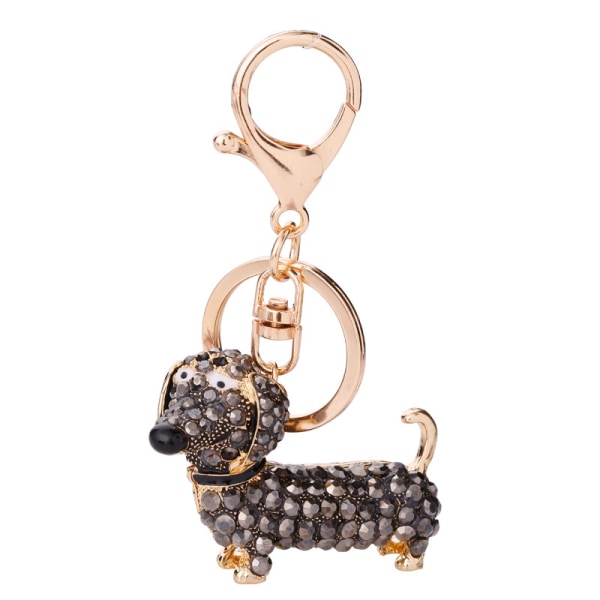 Cute Animal Keychains For Women Bling Dog Keychain For Girls Bag Or Car Pendant, Black