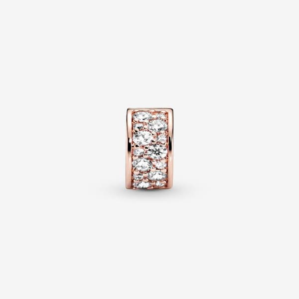 Pandora - Kirkas Pavé-klipsihelmi - 14k ruusukullattu