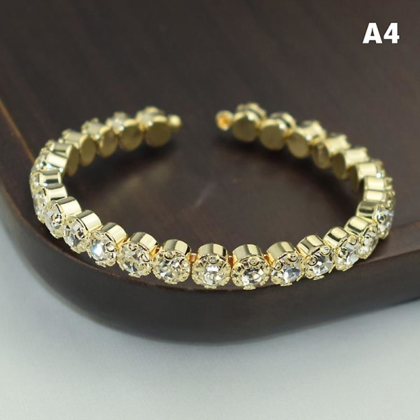Crystal Pearl Armbånd Dame Rhinestone flerlags justerbare armbånd manchetter gold single layer