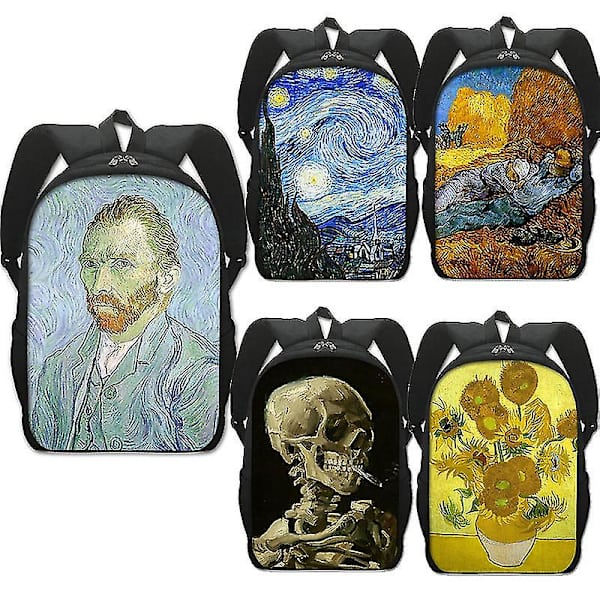 Van Goghin taiteen tähtiyön painatusreppu, kukkiva mantelipuun kuvio, naisten koululaukut, opiskelijoiden kirjalaatikko, muodikkaat reput_y
