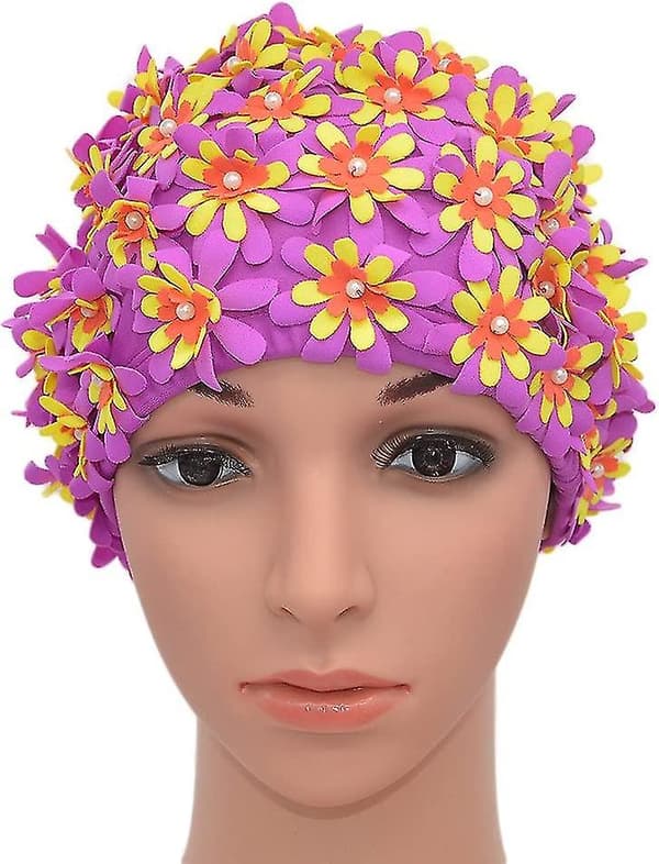Svømmehette Blomsterblad Retro Stil Badehetter For Kvinner