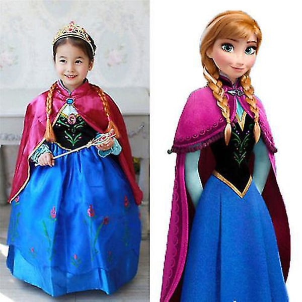 3-8 år flicka Frozen Cosplay klänningar prinsessklänning 7-8 Years