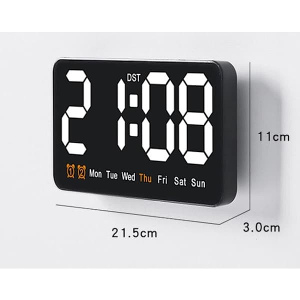 Digital Väggklocka, LED Digital Klocka, 12/24 Timmar, Stora Siffror, Tyst, Röd LED red
