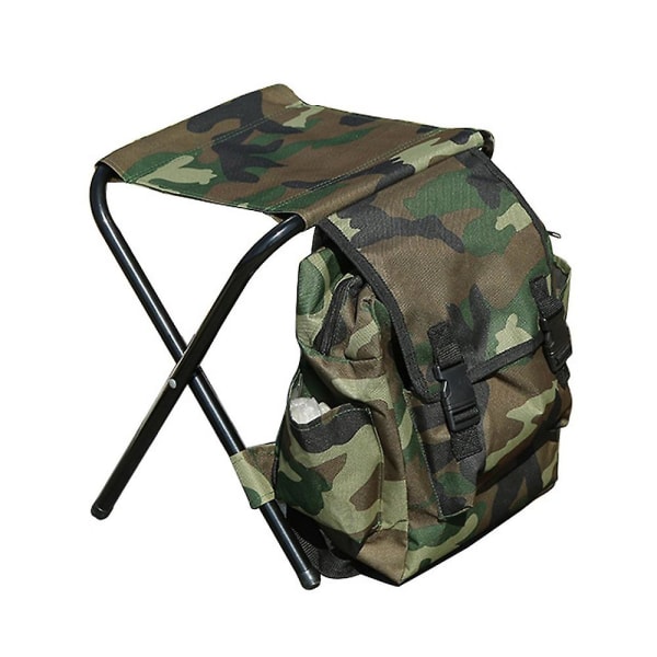 2 i 1 Sammenklappelig Stol Bærbar Rygsæk Skammel Sammenklappelig Camping Fiskestol 12,6x11,0x13,4in Stor