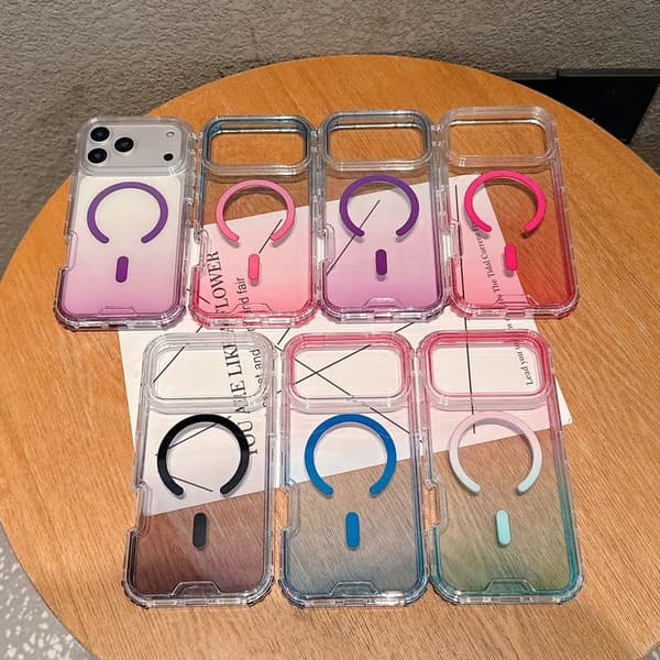 Compatible with iPhone 17 Pro Max 3-in-1 Mobile Case, Two-Tone Gradient & Transparent Magnetic Case Style 7