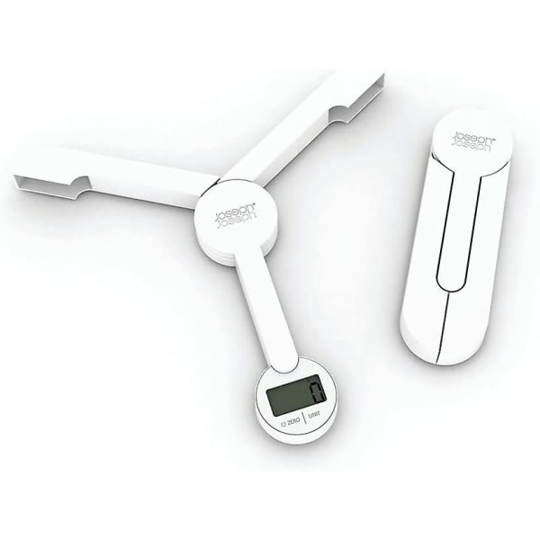 Tri Scale u2013 Köksdigitala matvågar, kompakt hopfällbar, platsbesparande med batteri ingår, vit
