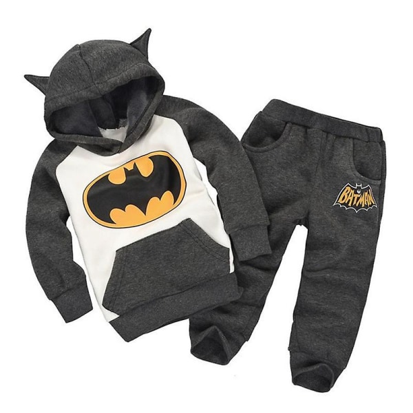 Barn Pojkar Flickor Batman Hoodie Sweatshirt Byxor Set Outfits Sport träningsoverall Dark Grey 4-5 Years