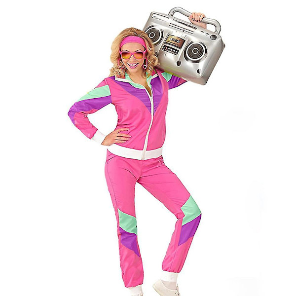 80-luvun retro urheiluvaatteet Unisex Vintage Takki Housut Henkilökohtaiset Cosplay-vaatteet L