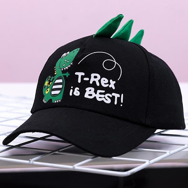 Barne Dinosaur Baseball Cap for gutter og jenter, justerbar Black