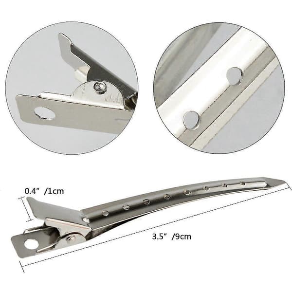 24 pakker andebnæbklips, 3,5 tommer rustfri metalalligatorkrølleklips med