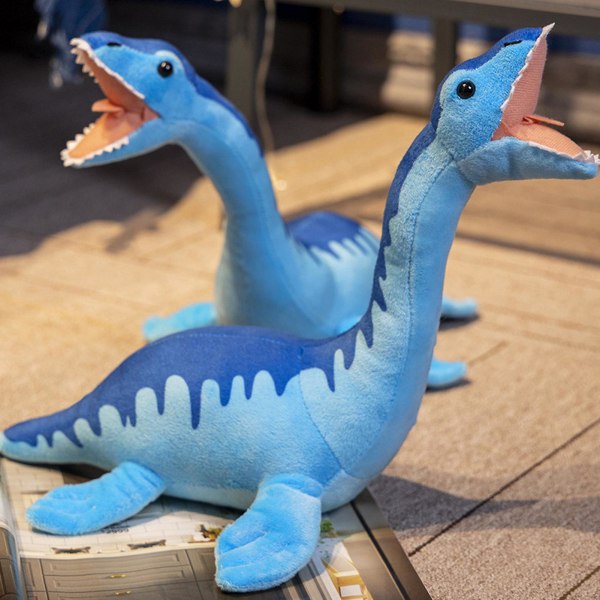 Plesiosaurus Dinosaur Plysjdyr Realistisk Myk Blå Dinosaur Fylt Dyr Leke For Soverom