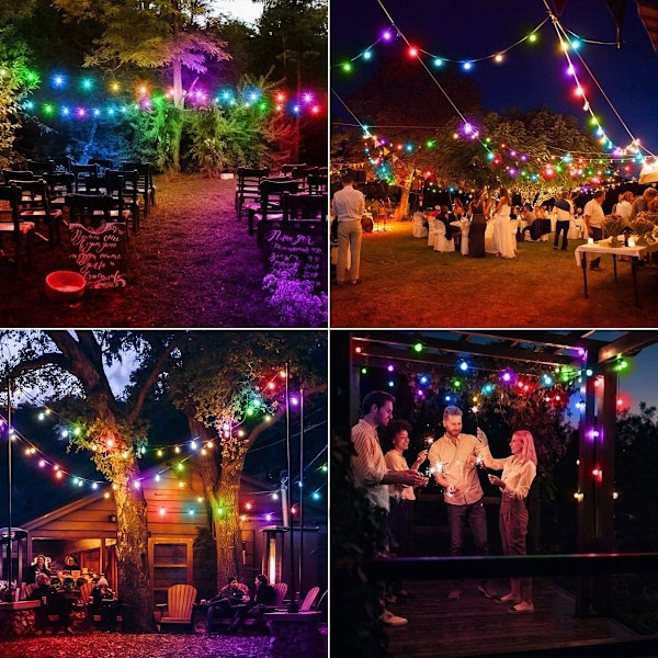 Solcellelys Utendørs Hage, 7,3 meter 50LED Hage Solcellelys Vanntette Krystallkule Eventyrlys Utendørs Julelys for Hage, Lysthus Warm White