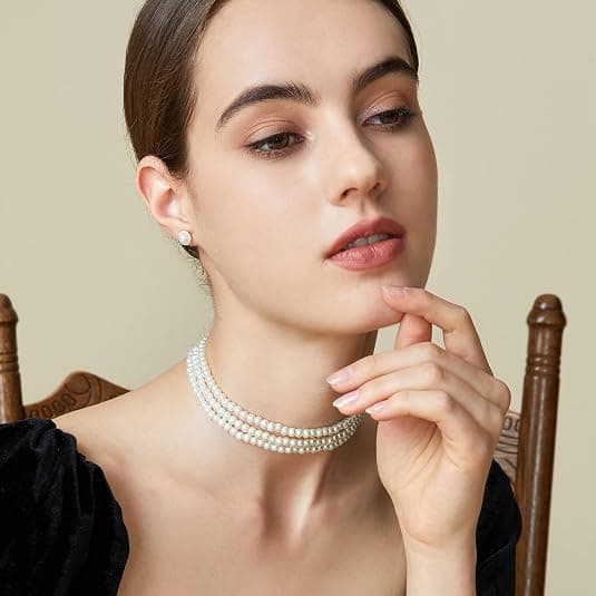 Round Imitation Pearl Multi-Strand Necklace, 20s Flapper