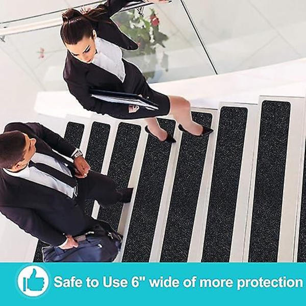 Anti-Slip Tape til Trapper, Friktion, Slibende for Sikkerhed, Stiger, Indendørs, Udendørs, Høj Trækkraft, 15CM x 5M, Sort