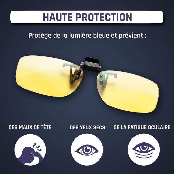 Clip On Glasses Filter Blue Light - Uusi - Korkea suojaus näytöille - Pelilasit PC Mobiili-TV - Anti Fatigue Anti Uv Anti Blue Light [ Versio 2