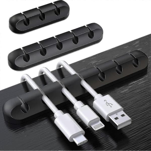 Kabelklämmor, 3-pack sladdhanteringsorganisatör Black