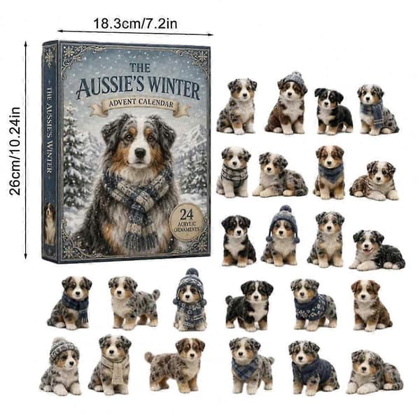 Hyrde Julekalender Nedtællingskalender til Børn 24-dages Vinter 2D Akrylpynt til Hund