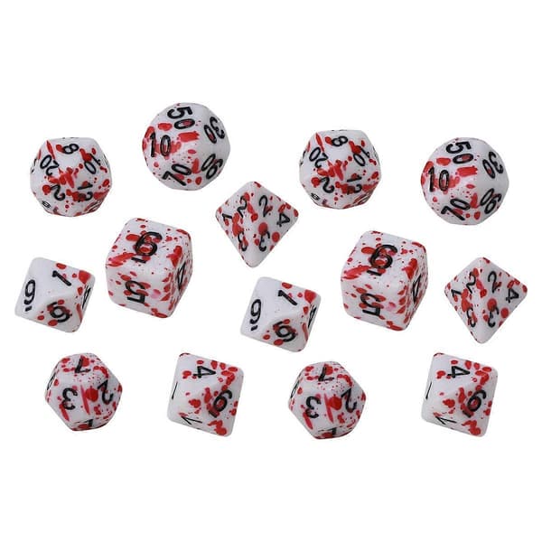 14 Blodstänk Tärningar för RPG DND Rollspel Tärningsspel