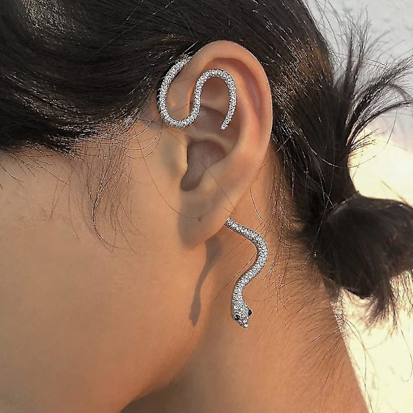 Punk Snake Mansjettknapper, ikke-piercede Snake Ear Cuff, punk Cobra Wrap Ørepynt Klips, Personlighet Crawler Ørepynt Smykker Sliver