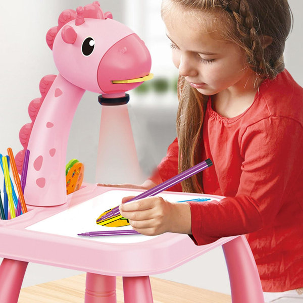 Child Smart Giraffe Style Projector Desk With Light Learning Painting Machine Toy 5ml