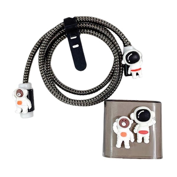2 st Astronaut Anti-Drop Laddarfodral Set för iPhone 13 Pro Max Clear Black