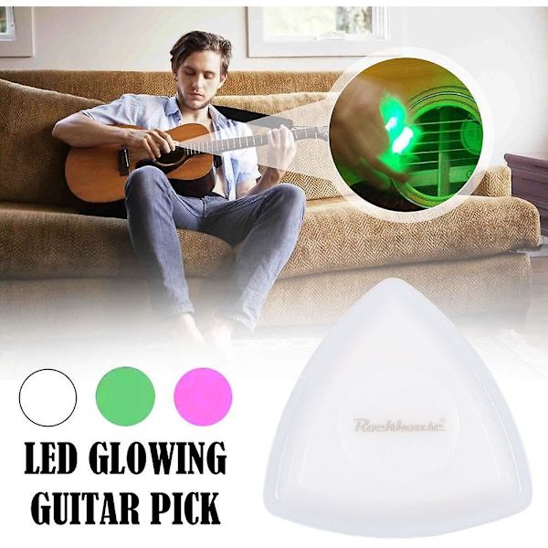 Led-gitarrplektrum, lysande gitarrplektrum, ukuleleplektrum, gitarrplektrum, automatiskt lysande plektrum för förbättrad scenprestanda White