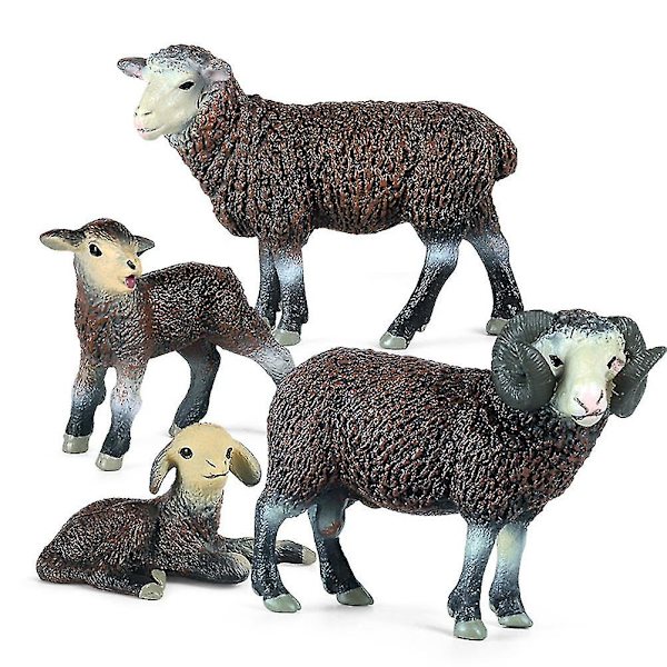 4 stk. Mini geitdyrfigurer, gave til barn, småbarn