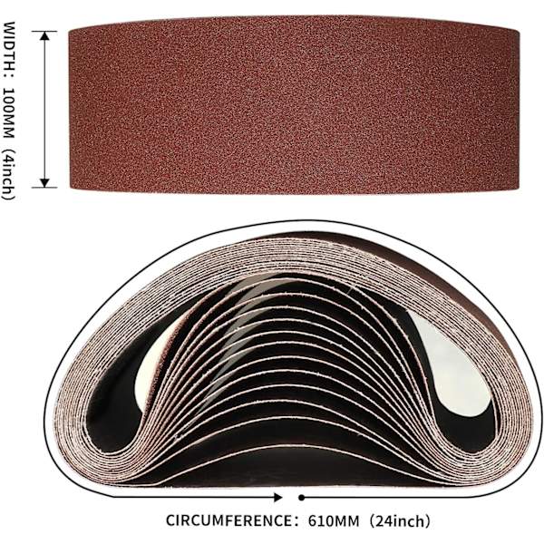 Hiomanauhat 100x610 mm - 10 kpl 240 karkeuden hiomanauhaa hiomiseen ja kiillotukseen hihnahiomakoneella