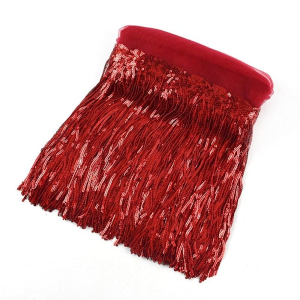 10 meter Paljett Tofs Spetsdekorationsmaterial VINRÖD 10 METER Vinröd Wine Red 10Yards-10Yards