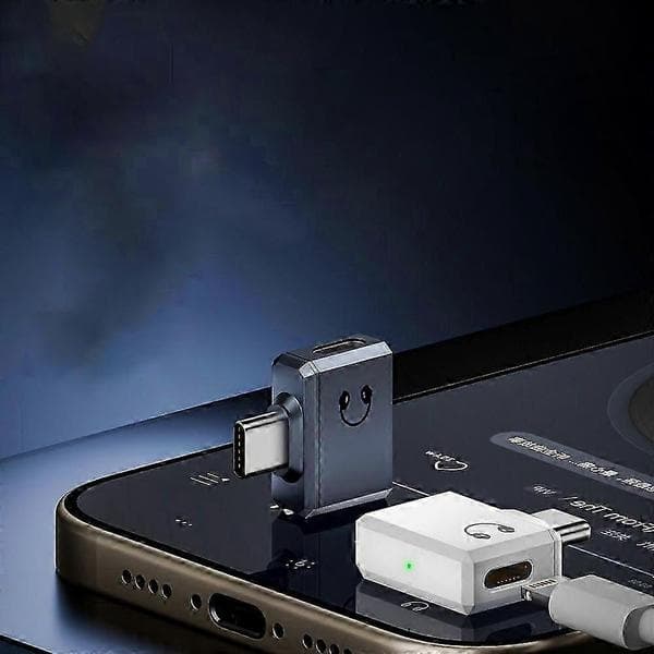 Lightning - USB-C 90 asteen adapteri HiFi-kuulokkeille o White