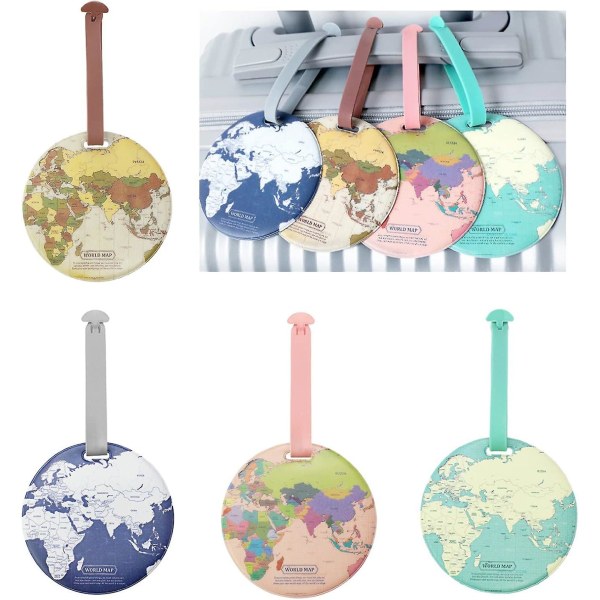 4-osainen set maailmankartan matkatavaroiden etiketit, matkatavaramerkit, matkatarvikkeet, matkatavaramerkit